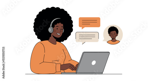 Virtual communication and online collaboration with video chat technology vector illustration