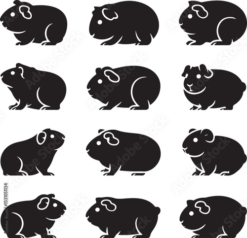Guinea Pig Silhouette - Minimalist Guinea Pig Design - Guinea Pig Vector - Guinea Pig Illustration.