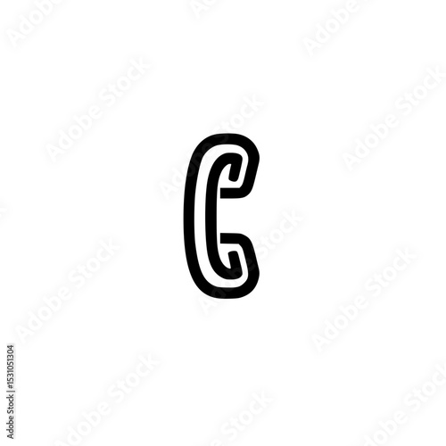 Minimal Black Line Classic Landline Phone Icon for Office and Call Center Use