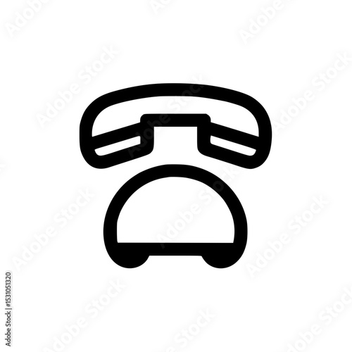 Minimal Black Line Classic Landline Phone Icon for Office and Call Center Use