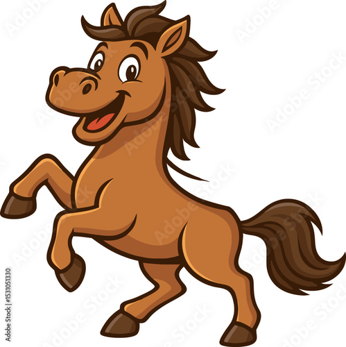 Mascot of cute smiling horse .