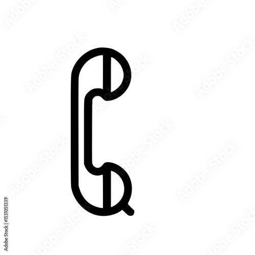 Minimal Black Line Classic Landline Phone Icon for Office and Call Center Use