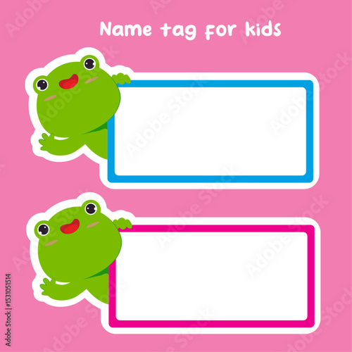 Cute frog name tag for kids