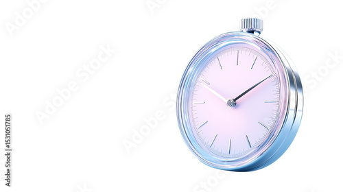 Classic silver alarm clock with a round face and minimalistic design, isolated on a white background.