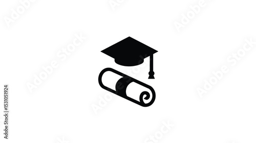 Graduation Cap and Diploma: Education Icon