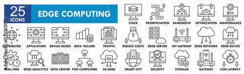 Edge Computing icon collection set. Containing design network, technology, internet, digital, information