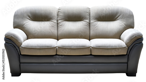 Comfortable three-seater sofa with plush cushions, perfect for relaxing and enhancing home decor.