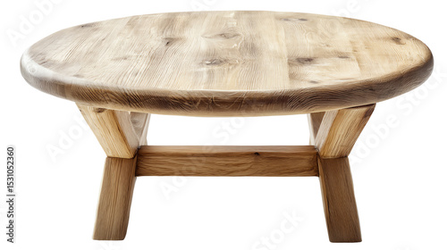 Elegant wooden coffee table on white isolated background, perfect for modern home interiors.