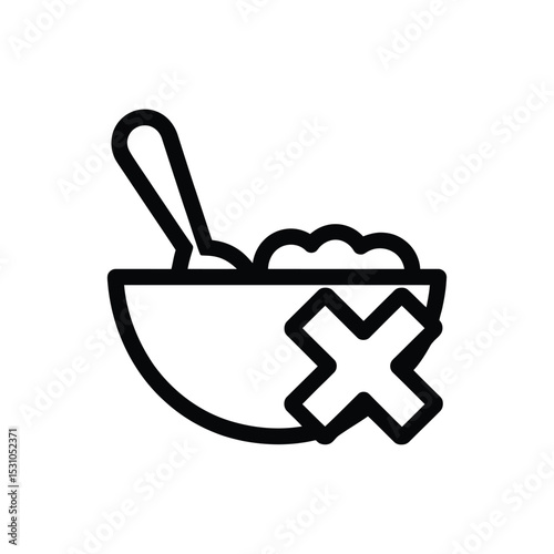 No food icon Bowl with spoon and a large cross