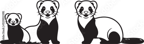 Cute Silhouette of a Weasel line art vector cartoon illustration