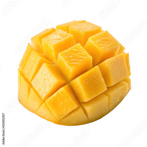 Diced mango, a burst of golden sweetness isolated on transparent background
