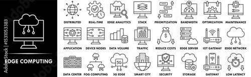 Edge Computing icon collection set. Containing design network, technology, internet, digital, information