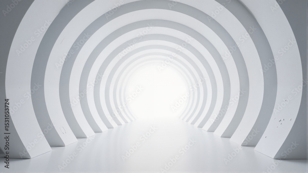 Naklejka premium An abstract architectural rendering of white concentric arcs and hallways