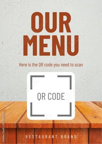 Barcode scanner  restaurant template design vector	
