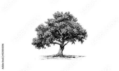 Vector illustration of fig tree, leaf pattern, fruit cluster, exotic plant, herbal elements, Mediterranean flora, garden landscape, agricultural icon, seasonal harvest theme.
