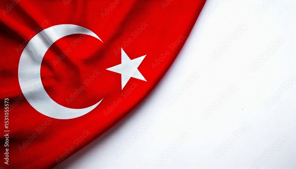 Obraz premium Turkey flag on white background. copy space 