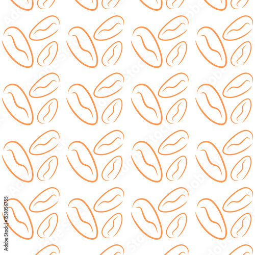 Coffee Bean Sketch Pattern.  Seamless coffee bean pattern in hand-drawn sketch style. Ideal for backgrounds, packaging, textiles, and coffee-themed designs.