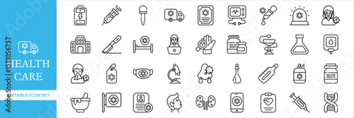 Health Care Icon Set – Medical, Hospital, Doctor, and Wellness Vector Symbols