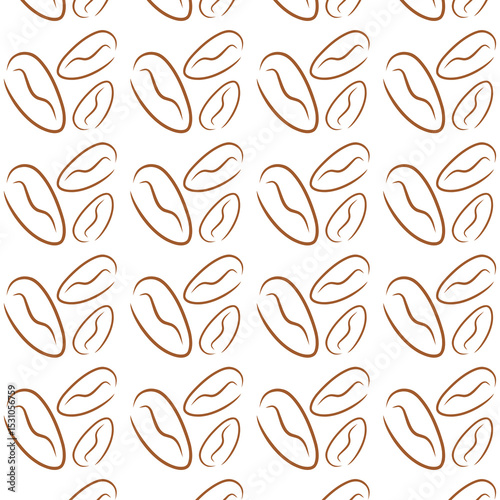 Coffee Bean Sketch Pattern.  Seamless coffee bean pattern in hand-drawn sketch style. Ideal for backgrounds, packaging, textiles, and coffee-themed designs.