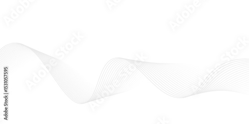 Thin wavy line abstract background. Wavy line horizontal divider outline minimalist background. Abstract black lines wave curve motion on white background. Vector Illustration.
