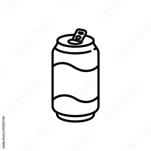 Simple Black and White Outline Drawing of a Soda Can