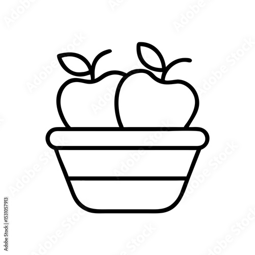 Basket of apples line icon in outline style, harvest concept