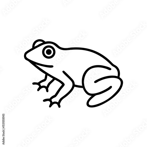 Frog from side view icon in outline style, amphibian symbol