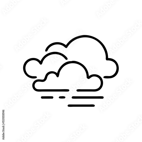 Fog cloud icon in outline style, weather and mood symbol