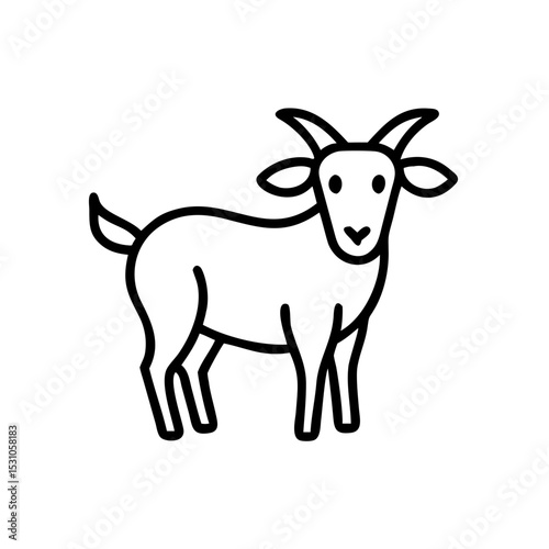 Standing goat icon in outline style, rural animal symbol