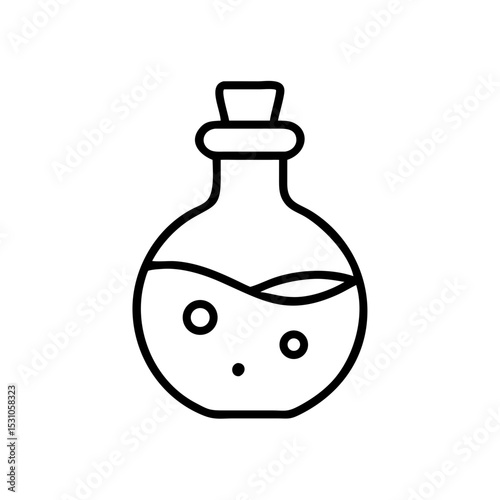 Potion bottle icon in black line, Halloween science and magic symbol