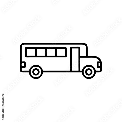 School bus black line icon, back-to-school transportation symbol