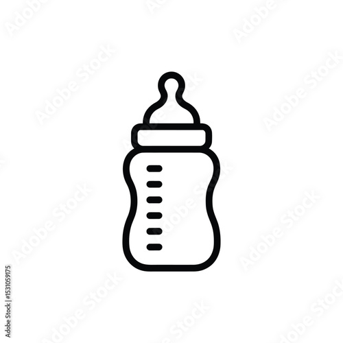 Simple Baby Bottle Outline Icon for Newborn Feeding Illustration