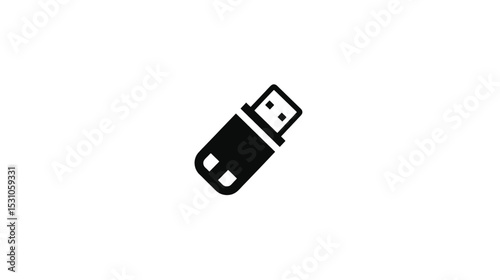 USB Flash Drive Icon: Minimalist Vector Graphic for Web Design and App Development