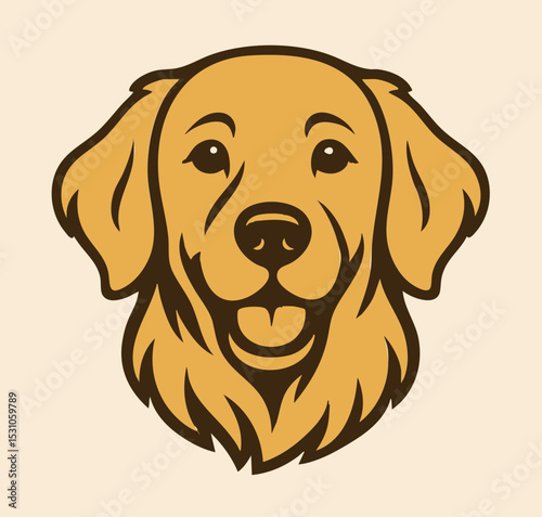 Smiling Golden Retriever Dog Head Logo