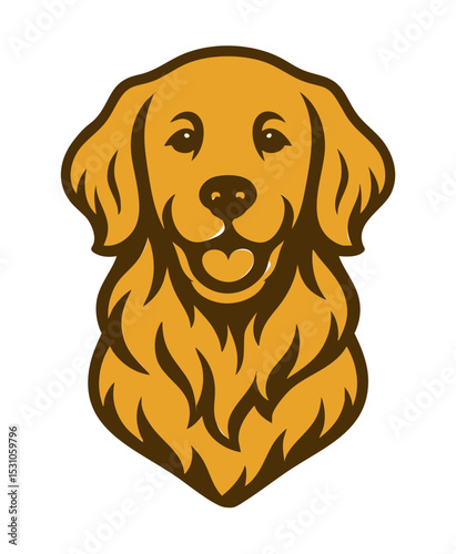 Smiling Golden Retriever Dog Head Logo