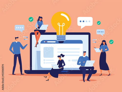 Teamwork, Collaboration, and Innovation A Vector Illustration of Creative Professionals Working Together