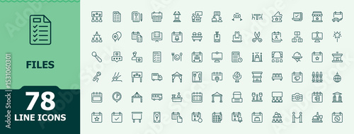 Files modern icon set. Minimal thin line web icons set. Featuring document, form, doc, paper. Pictogram and infographic. Doc icon set.