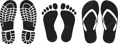 Footprints shoe prints and flip flops graphic