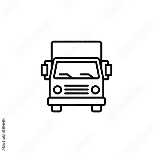 Simple Delivery Truck Icon Black and White Line Art