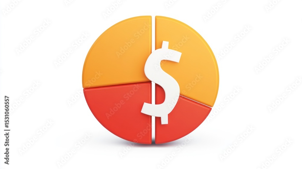 Obraz premium 3D pie chart with dollar sign