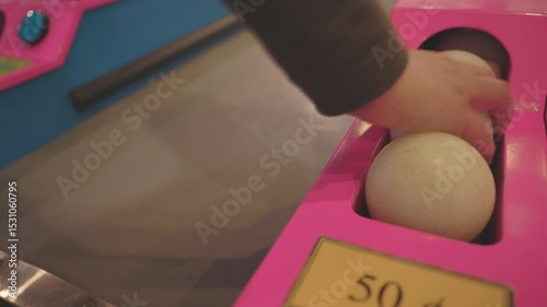 Person grabbing and rolling balls at arcade game 4k
