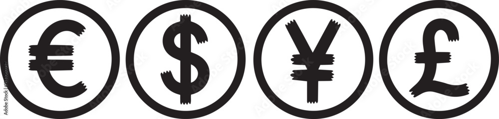 Obraz premium Major world currencies euro dollar yen pound