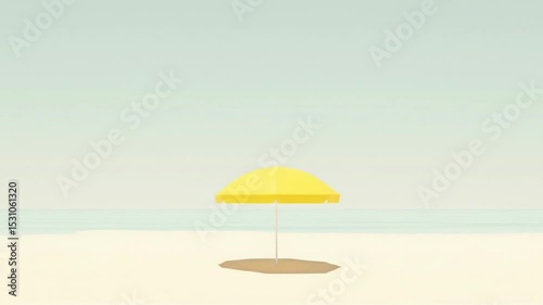 Peaceful yellow beach umbrella on a pale sand beach