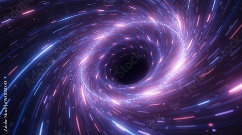 Mesmerizing cosmic vortex with swirling lights and colors, creating sense of depth and mystery in universe