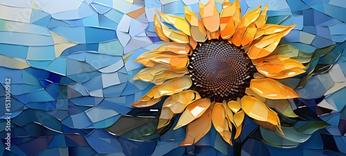sun flower in Delfts Blauw, ai generative
