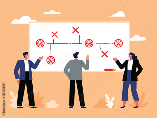 Strategic Planning Team Collaboration & Business Strategy Vector Illustration