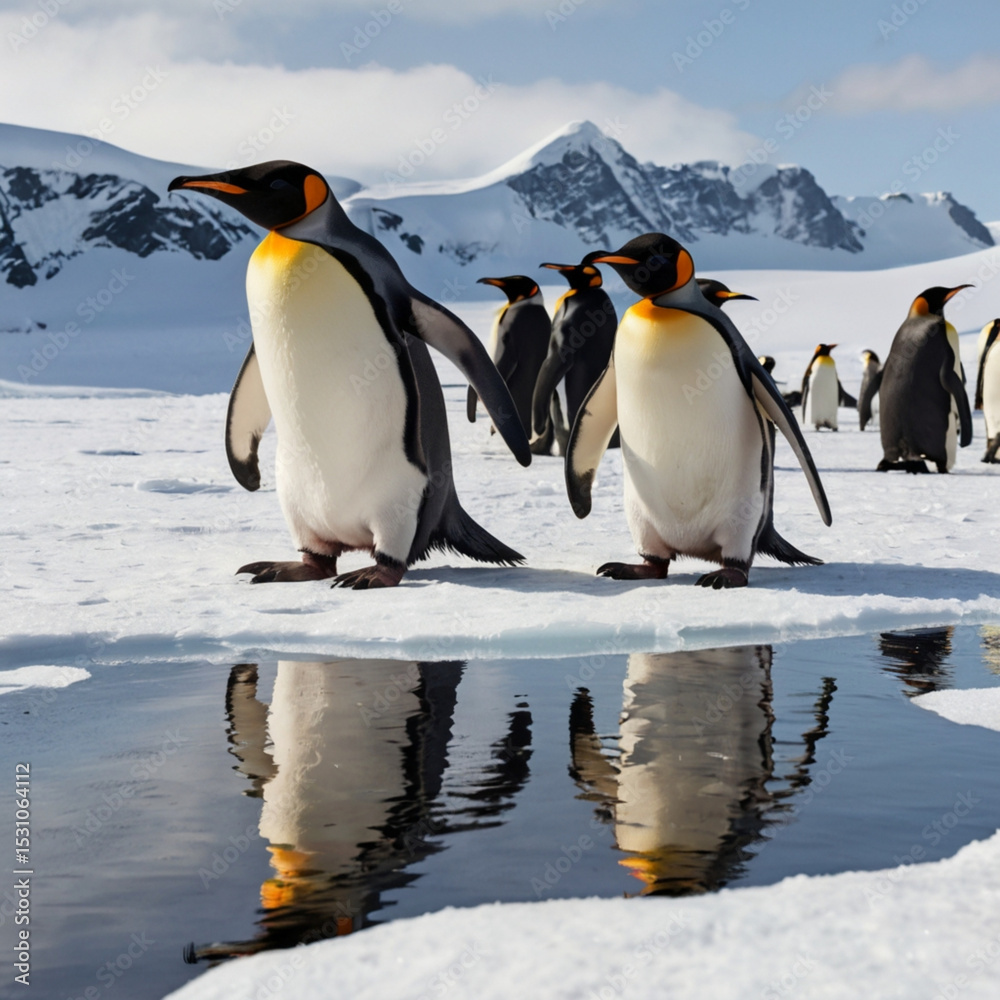 Fototapeta premium two penguins on the snow