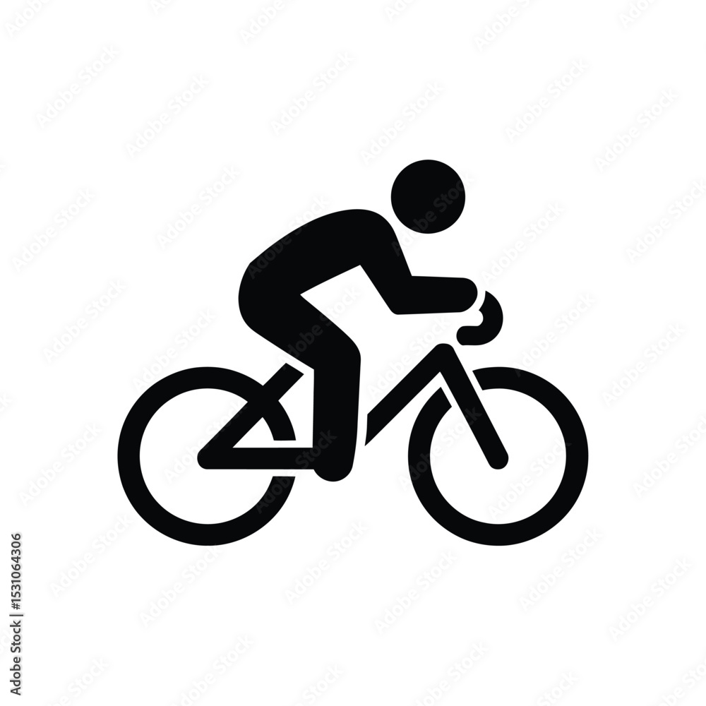 Obraz premium Simple Black Silhouette of a Cyclist Riding a Bicycle