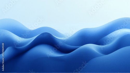 Blue wavelike surface floating on sky photo