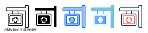 Clinic Sign Icon Multiple Style